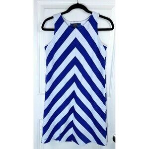 Polo Ralph Lauren Girls Chevron Ponté Knit Blue‎ White Dress Size 16 XL/TG